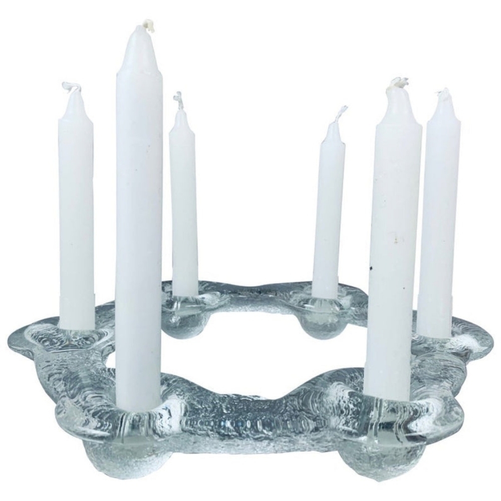 1970s Pukeberg Sweden Ice Glass Candle Ring | Uno Westerberg